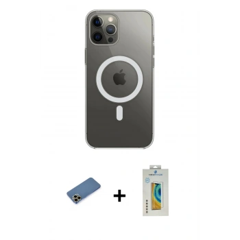 MARSİLYAN™- iPhone 12 Pro Max Kılıf Ahenk Yansıma Prime - Siyah Polymer Nano Ekran Koruyucu + Shine Kamera Lens Koruma Cam - GD