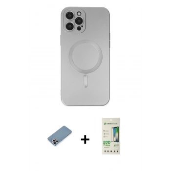 MARSİLYAN™- iPhone 12 Pro Max Kılıf Akış Minimal Özel Seri - Siyah 20D Premium Cam Ekran Koruyucu + Shine Kamera Lens Koruma Cam - GI