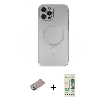 MARSİLYAN™- iPhone 12 Pro Max Kılıf Akış Minimal Özel Seri - Siyah 20D Premium Cam Ekran Koruyucu + Shine Kamera Lens Koruma Cam - SABE