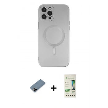 MARSİLYAN™- iPhone 12 Pro Max Kılıf Akış Minimal Özel Seri - Siyah 20D Premium Cam Ekran Koruyucu + Shine Kamera Lens Koruma Cam - SH