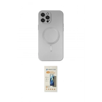 MARSİLYAN™- iPhone 12 Pro Max Kılıf Akış Minimal Özel Seri - Siyah 6D Mat Seramik Hayalet Nano Ekran Koruyucu