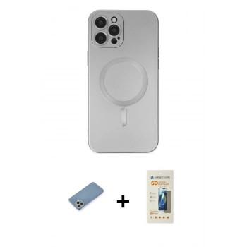 MARSİLYAN™- iPhone 12 Pro Max Kılıf Akış Minimal Özel Seri - Siyah 6D Mat Seramik Hayalet Nano Ekran Koruyucu + Shine Kamera Lens Koruma Cam - GS
