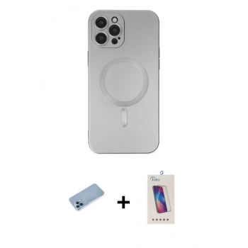 MARSİLYAN™- iPhone 12 Pro Max Kılıf Akış Minimal Özel Seri - Siyah Joko 5D Cam + Shine Kamera Lens Koruma Cam - MI
