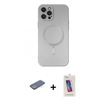 MARSİLYAN™- iPhone 12 Pro Max Kılıf Akış Minimal Özel Seri - Siyah Joko 5D Cam + Renkli Kamera Lens Koruma Cam - YL