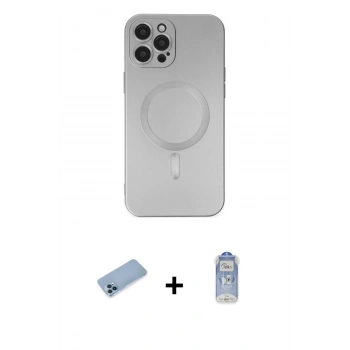 MARSİLYAN™- iPhone 12 Pro Max Kılıf Akış Minimal Özel Seri - Siyah Joko Magic 5D Cam + Shine Kamera Lens Koruma Cam - MI