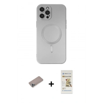 MARSİLYAN™- iPhone 12 Pro Max Kılıf Akış Minimal Özel Seri - Siyah Mat Seramik Nano Ekran Koruyucu + Shine Kamera Lens Koruma Cam - SABE