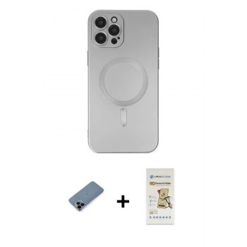 MARSİLYAN™- iPhone 12 Pro Max Kılıf Akış Minimal Özel Seri - Siyah Mat Seramik Nano Ekran Koruyucu + Shine Kamera Lens Koruma Cam - SH