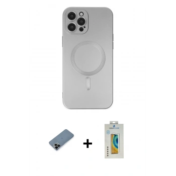 MARSİLYAN™- iPhone 12 Pro Max Kılıf Akış Minimal Özel Seri - Siyah Polymer Nano Ekran Koruyucu + Shine Kamera Lens Koruma Cam - SH