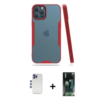 MARSİLYAN™- iPhone 12 Pro Max Kılıf Atlas Asil Serisi - Şeffaf 360 Full Body Arka Koruyucu + Shine Kamera Lens - LT