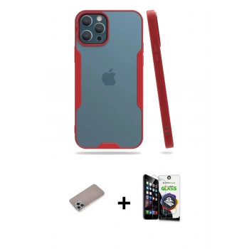 MARSİLYAN™- iPhone 12 Pro Max Kılıf Atlas Asil Serisi - Şeffaf Temperli Cam Ekran Koruyucu + Shine Kamera Lens Koruma Cam - SABE