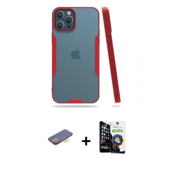 MARSİLYAN™- iPhone 12 Pro Max Kılıf Atlas Asil Serisi - Şeffaf Temperli Cam Ekran Koruyucu + Renkli Kamera Lens Koruma Cam - TU