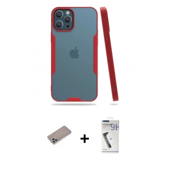 MARSİLYAN™- iPhone 12 Pro Max Kılıf Atlas Asil Serisi - Şeffaf Uv Polymer Nano Ekran Koruyucu + Shine Kamera Lens Koruma Cam - SABE