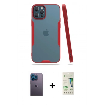 MARSİLYAN™- iPhone 12 Pro Max Kılıf Atlas Asil Serisi - Siyah 20D Premium Cam Ekran Koruyucu + Neon Fosforlu Kamera Lens - MI