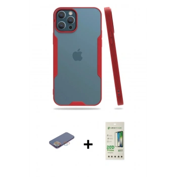 MARSİLYAN™- iPhone 12 Pro Max Kılıf Atlas Asil Serisi - Siyah 20D Premium Cam Ekran Koruyucu + Renkli Kamera Lens Koruma Cam - PE