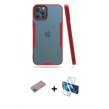 MARSİLYAN™- iPhone 12 Pro Max Kılıf Atlas Asil Serisi - Siyah 3D Antistatik Cam Ekran Koruyucu + Shine Kamera Lens Koruma Cam - SABE