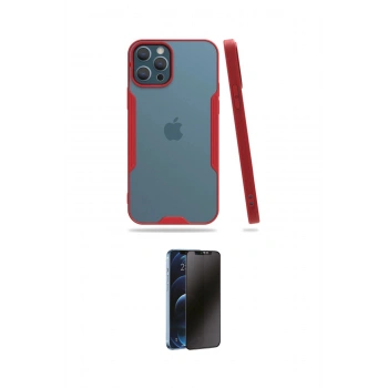 MARSİLYAN™- iPhone 12 Pro Max Kılıf Atlas Asil Serisi - Siyah 3D Antistatik Hayalet Cam Ekran Koruyucu