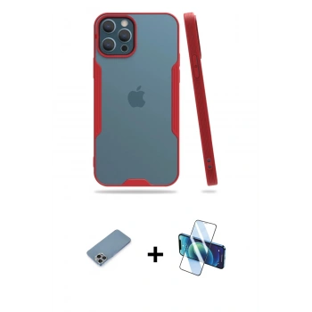 MARSİLYAN™- iPhone 12 Pro Max Kılıf Atlas Asil Serisi - Siyah 3D Antistatik Seramik Nano Ekran Koruyucu + Shine Kamera Lens Koruma Cam - GI