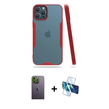 MARSİLYAN™- iPhone 12 Pro Max Kılıf Atlas Asil Serisi - Siyah 3D Antistatik Seramik Nano Ekran Koruyucu + Neon Fosforlu Kamera Lens - YL