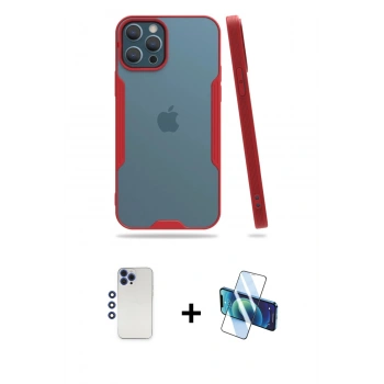 MARSİLYAN™- iPhone 12 Pro Max Kılıf Atlas Asil Serisi - Siyah 3D Antistatik Seramik Nano Ekran Koruyucu + Shine Kamera Lens - LT