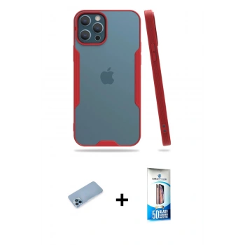 MARSİLYAN™- iPhone 12 Pro Max Kılıf Atlas Asil Serisi - Siyah 5D Eko Cam Ekran Koruyucu + Shine Kamera Lens Koruma Cam - MI