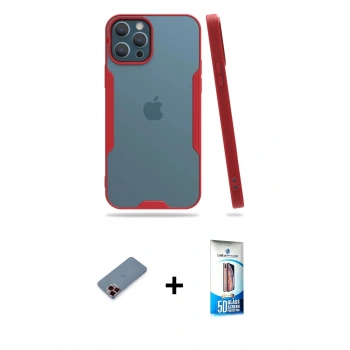 MARSİLYAN™- iPhone 12 Pro Max Kılıf Atlas Asil Serisi - Siyah 5D Eko Cam Ekran Koruyucu + Metal Kamera Lens Koruma Cam - KI