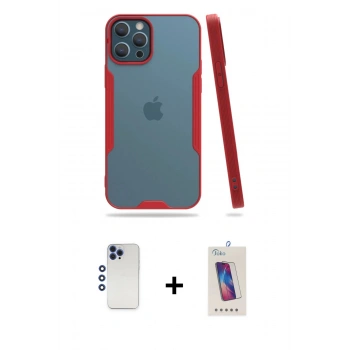 MARSİLYAN™- iPhone 12 Pro Max Kılıf Atlas Asil Serisi - Siyah Joko 5D Cam + Shine Kamera Lens - LT