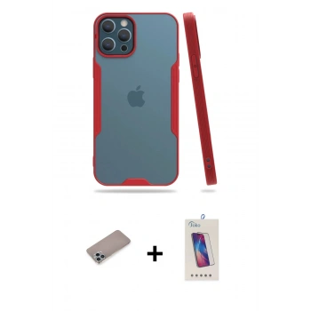 MARSİLYAN™- iPhone 12 Pro Max Kılıf Atlas Asil Serisi - Siyah Joko 5D Cam + Shine Kamera Lens Koruma Cam - SABE