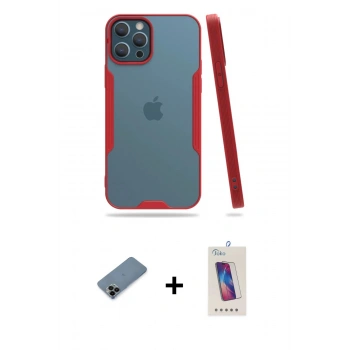 MARSİLYAN™- iPhone 12 Pro Max Kılıf Atlas Asil Serisi - Siyah Joko 5D Cam + Shine Kamera Lens Koruma Cam - SH