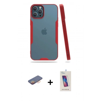 MARSİLYAN™- iPhone 12 Pro Max Kılıf Atlas Asil Serisi - Siyah Joko 5D Cam + Renkli Kamera Lens Koruma Cam - TU