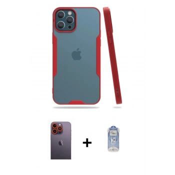MARSİLYAN™- iPhone 12 Pro Max Kılıf Atlas Asil Serisi - Siyah Joko Magic 5D Cam + Neon Fosforlu Kamera Lens - TU