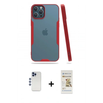 MARSİLYAN™- iPhone 12 Pro Max Kılıf Atlas Asil Serisi - Siyah Mat Seramik Nano Ekran Koruyucu + Shine Kamera Lens - LT