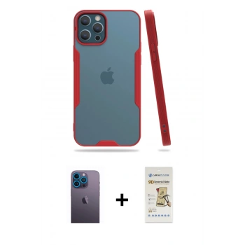 MARSİLYAN™- iPhone 12 Pro Max Kılıf Atlas Asil Serisi - Siyah Mat Seramik Nano Ekran Koruyucu + Neon Fosforlu Kamera Lens - MI