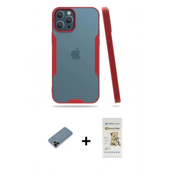 MARSİLYAN™- iPhone 12 Pro Max Kılıf Atlas Asil Serisi - Siyah Mat Seramik Nano Ekran Koruyucu + Shine Kamera Lens Koruma Cam - SH