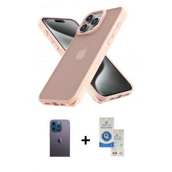 MARSİLYAN™- iPhone 12 Pro Max Kılıf Atlas Form - Şeffaf Royal Nano Ekran Koruyucu + Neon Fosforlu Kamera Lens - MI