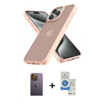 MARSİLYAN™- iPhone 12 Pro Max Kılıf Atlas Form - Şeffaf Royal Nano Ekran Koruyucu + Neon Fosforlu Kamera Lens - SI