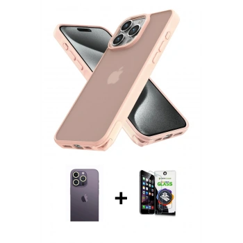MARSİLYAN™- iPhone 12 Pro Max Kılıf Atlas Form - Şeffaf Temperli Cam Ekran Koruyucu + Neon Fosforlu Kamera Lens - BZ