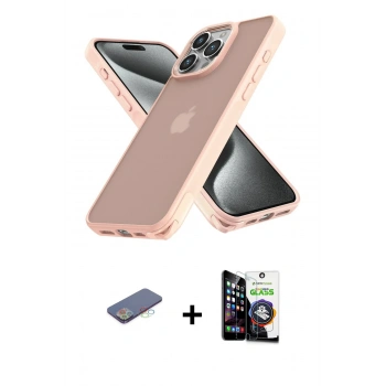 MARSİLYAN™- iPhone 12 Pro Max Kılıf Atlas Form - Şeffaf Temperli Cam Ekran Koruyucu + Renkli Kamera Lens Koruma Cam - MI