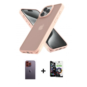 MARSİLYAN™- iPhone 12 Pro Max Kılıf Atlas Form - Şeffaf Temperli Cam Ekran Koruyucu + Neon Fosforlu Kamera Lens - TU