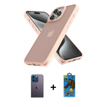 MARSİLYAN™- iPhone 12 Pro Max Kılıf Atlas Form - Siyah 18D Cam Ekran Koruyucu + Neon Fosforlu Kamera Lens - MI