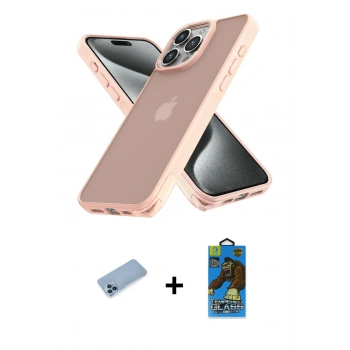 MARSİLYAN™- iPhone 12 Pro Max Kılıf Atlas Form - Siyah 18D Cam Ekran Koruyucu + Shine Kamera Lens Koruma Cam - MI