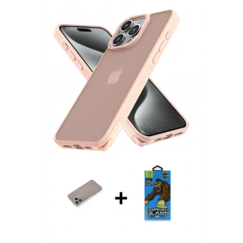MARSİLYAN™- iPhone 12 Pro Max Kılıf Atlas Form - Siyah 18D Cam Ekran Koruyucu + Shine Kamera Lens Koruma Cam - SABE