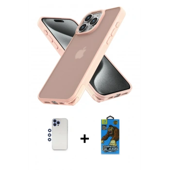 MARSİLYAN™- iPhone 12 Pro Max Kılıf Atlas Form - Siyah 18D Cam Ekran Koruyucu + Shine Kamera Lens - LT