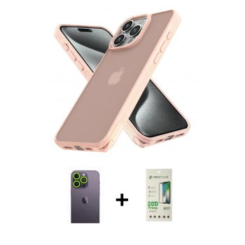 MARSİLYAN™- iPhone 12 Pro Max Kılıf Atlas Form - Siyah 20D Premium Cam Ekran Koruyucu + Neon Fosforlu Kamera Lens - YL