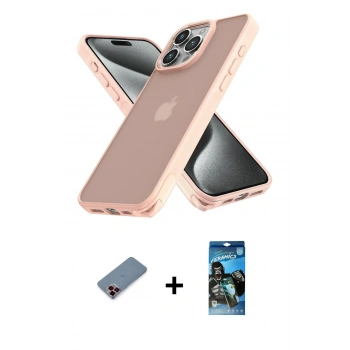 MARSİLYAN™- iPhone 12 Pro Max Kılıf Atlas Form - Siyah 34D Izgaralı Cam + Metal Kamera Lens Koruma Cam - KI
