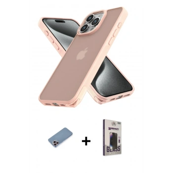 MARSİLYAN™- iPhone 12 Pro Max Kılıf Atlas Form - Siyah Bilvis Hayalet Cam Ekran Koruyucu + Shine Kamera Lens Koruma Cam - PE