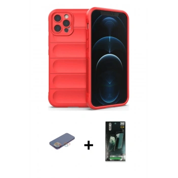 MARSİLYAN™- iPhone 12 Pro Max Kılıf Atlas Koleksiyonu - Şeffaf 360 Full Body Arka Koruyucu + Renkli Kamera Lens Koruma Cam - PE