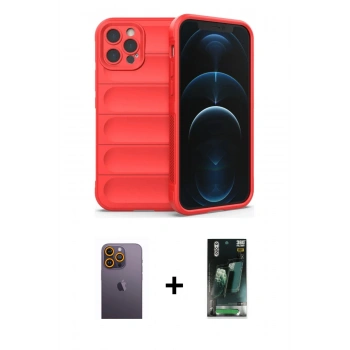 MARSİLYAN™- iPhone 12 Pro Max Kılıf Atlas Koleksiyonu - Şeffaf 360 Full Body Arka Koruyucu + Neon Fosforlu Kamera Lens - SI