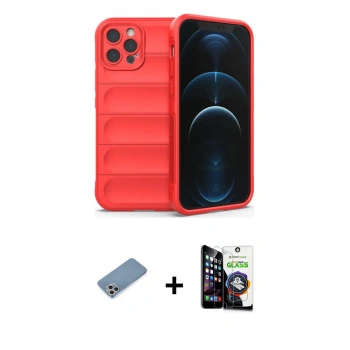 MARSİLYAN™- iPhone 12 Pro Max Kılıf Atlas Koleksiyonu - Şeffaf Temperli Cam Ekran Koruyucu + Shine Kamera Lens Koruma Cam - GS