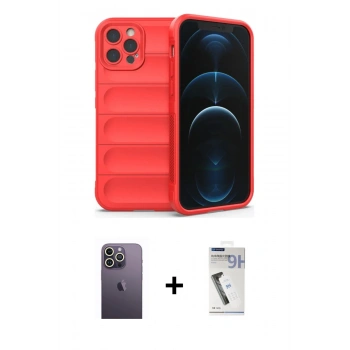 MARSİLYAN™- iPhone 12 Pro Max Kılıf Atlas Koleksiyonu - Şeffaf Uv Polymer Nano Ekran Koruyucu + Neon Fosforlu Kamera Lens - BZ