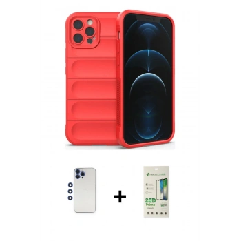 MARSİLYAN™- iPhone 12 Pro Max Kılıf Atlas Koleksiyonu - Siyah 20D Premium Cam Ekran Koruyucu + Shine Kamera Lens - LT
